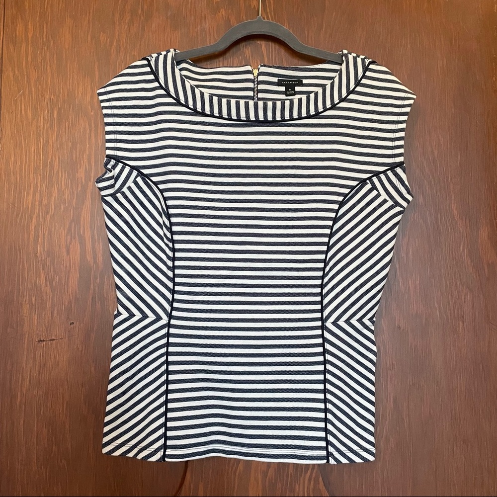 Blue and White Striped Top